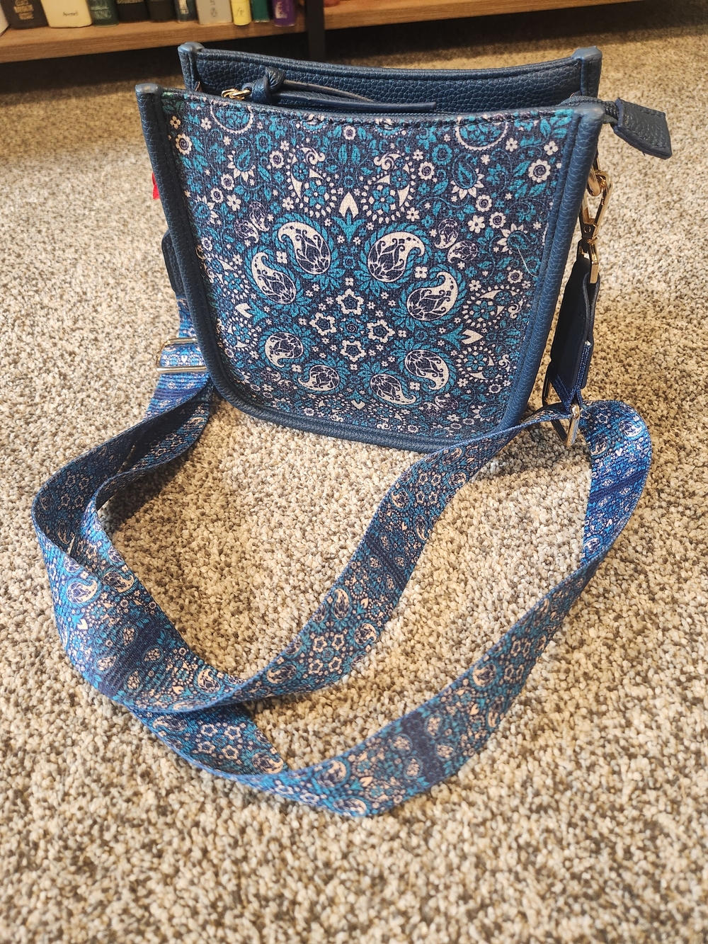 Montana West Blue Paisley Crossbody Bag with Patterned Strap
